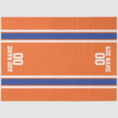 Orange and Blue Personalisiert Sports Jersey Seidenpapier (Vorderseite)