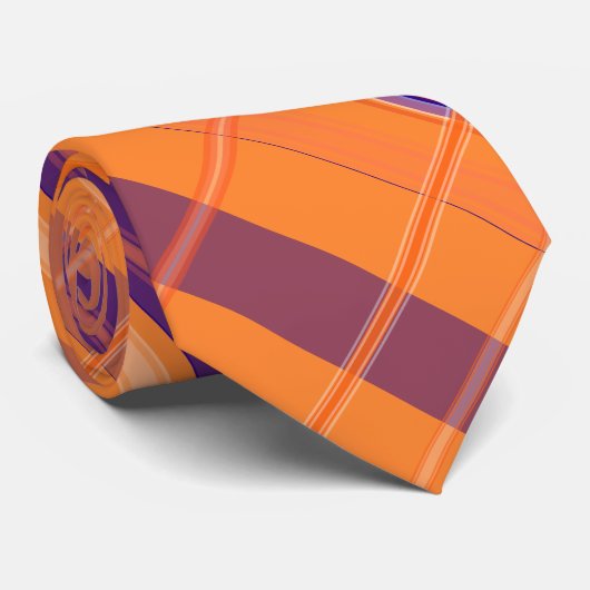 Orange and Blue Pläd Tie Krawatte (Gerollt)