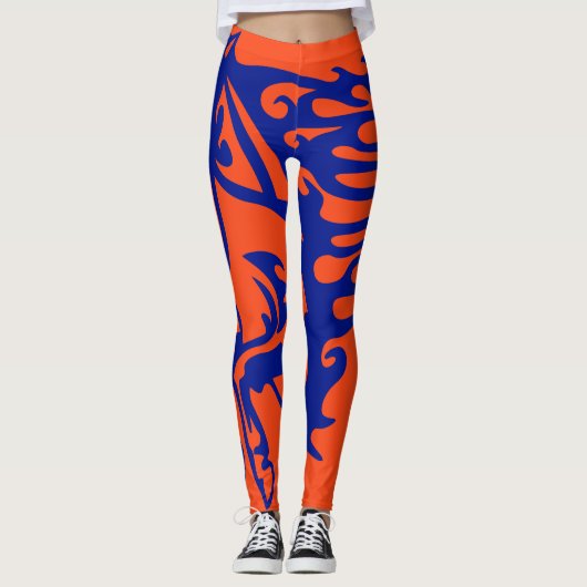 Orange and Blue Pony Horse Stallion Steed Lineart Leggings (Vorderseite)
