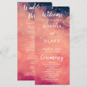 Orange and Blue Stars Celestial Wedding Program (Vorne/Hinten)