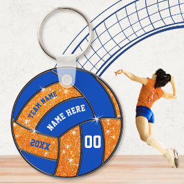 Orange and Blue Volleyball Team gibt Personalisier Schlüsselanhänger