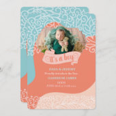 Orange and Blue Wave Es ist eine Geburtsankündigun Ankündigung (Vorne/Hinten)