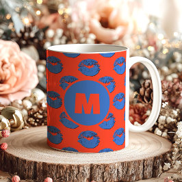 Orange and Blue XOXO Kissing Lips Personalized Kaffeetasse