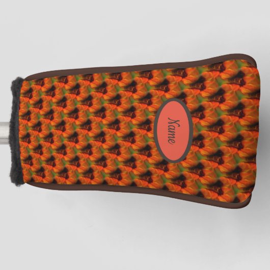 Orange And Brown Abstract Art Pattern Personalized Golf Headcover (Vorderseite)