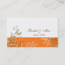 Orange and Brown Elegante Wedding Business Card Visitenkarte