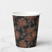 Orange and brown flowers on a black background. pappbecher (Rückseite)