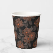 Orange and brown flowers on a black background. pappbecher (Vorderseite)