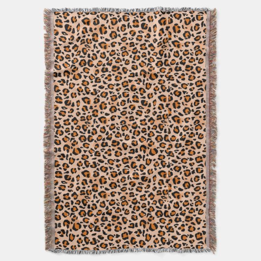 Orange and Brown Leopard Print Decke (Vorderseite Vertikal)