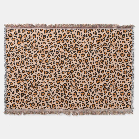 Orange and Brown Leopard Print Decke (Vorderseite)