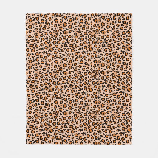Orange and Brown Leopard Print Fleecedecke (Vorderseite)