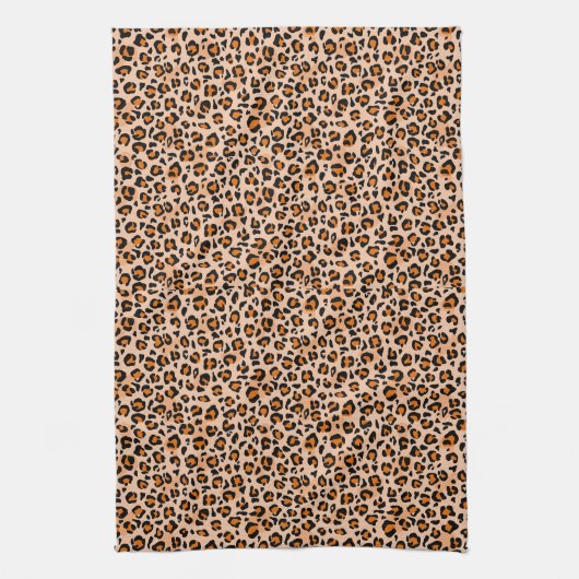 Orange and Brown Leopard Print Geschirrtuch (Vertikal)