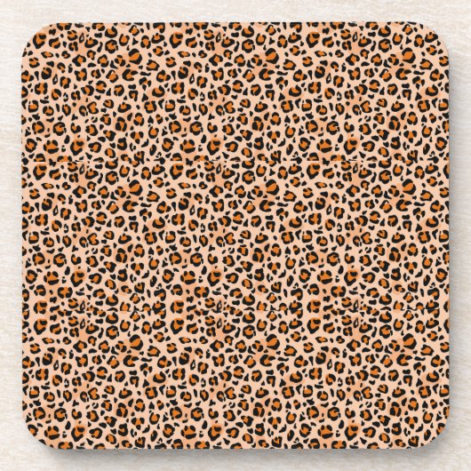 Orange and Brown Leopard Print Getränkeuntersetzer (Vorderseite)