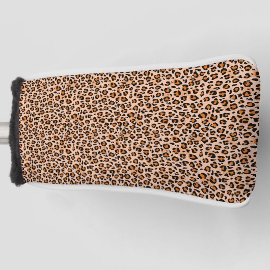 Orange and Brown Leopard Print Golf Headcover (Vorderseite)