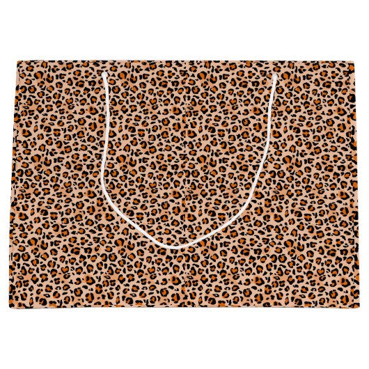 Orange and Brown Leopard Print Große Geschenktüte (Vorderseite)