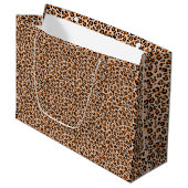 Orange and Brown Leopard Print Große Geschenktüte (Vorderseite Schrägansicht)