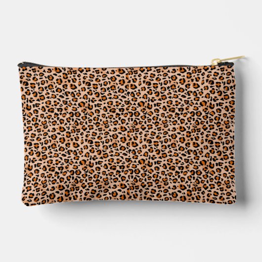 Orange and Brown Leopard Print Zubehörtasche (Rückseite)