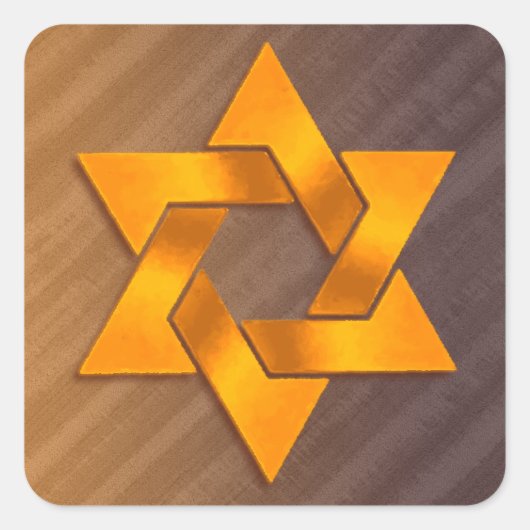 Orange and Brown Star of David Quadratischer Aufkleber (Vorderseite)