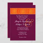 Orange and Burgundy Blume Wreaths Wedding A04 Einladung (Vorne/Hinten)