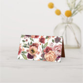 Orange and Burgundy Red Fall Blume Hochzeit Platzkarte (Rückseite)