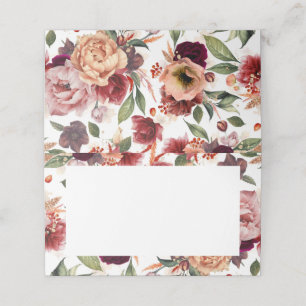 Orange and Burgundy Red Fall Blume Hochzeit Platzkarte