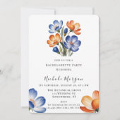 Orange and Cobalt Blue Floral Bachelorette Party Einladung (Vorderseite)