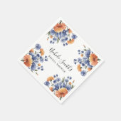 Orange and Cobalt Blue Floral Bridal Shower Serviette (Ecke)