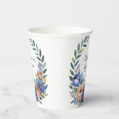 Orange and Cobalt Blue Floral Wedding Pappbecher (Rechts)