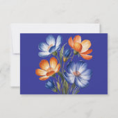 Orange and Cobalt Blue Floral Wedding RSVP Karte (Rückseite)