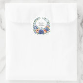 Orange and Cobalt Blue Floral Wedding Runder Aufkleber (Tasche)