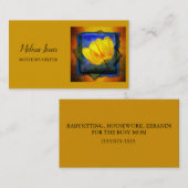 Orange and Floral Mother's Helper Business Card Telefonnummerkarte (Vorne/Hinten)