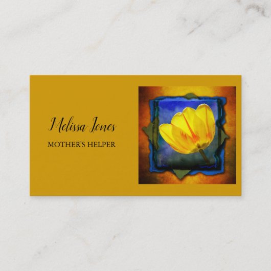 Orange and Floral Mother's Helper Business Card Telefonnummerkarte (Vorderseite)