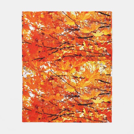 Orange and Gold Autumn Leaves Fleece Blanket (Vorderseite)