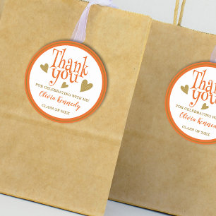 Orange and Gold Graduation Party Vielen Dank für I Runder Aufkleber