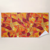 Orange and gold Stained Glass Mosaic Pattern Strandtuch (Vorderseite)