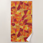 Orange and gold Stained Glass Mosaic Pattern Strandtuch (Vorderseite)