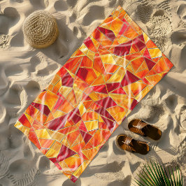 Orange and gold Stained Glass Mosaic Pattern Strandtuch