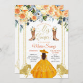 Orange and Gold Western Charra Mis Quince Invitati Einladung (Vorne/Hinten)