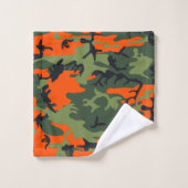 Orange and Green Camouflage, Militär, Armee Badhandtuch Set (Waschlappen)