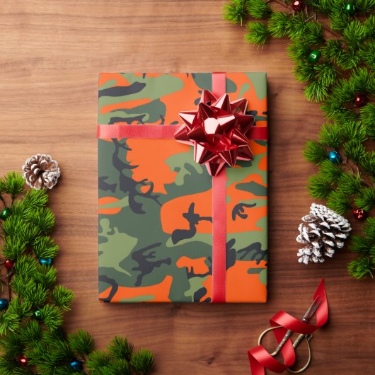 Orange and Green Camouflage, Militär, Armee Geschenkpapier (Feiertagsgeschenk)