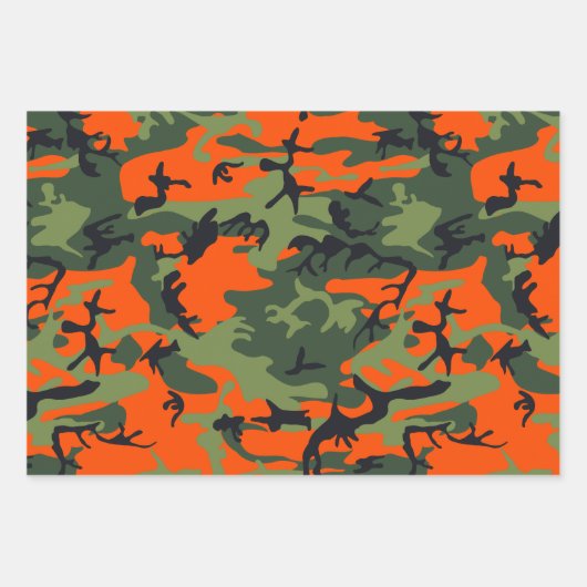Orange and Green Camouflage, Militär, Armee Geschenkpapier Set (Vorderseite 2)