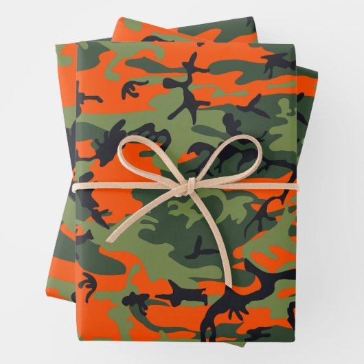 Orange and Green Camouflage, Militär, Armee Geschenkpapier Set (Beispiel)