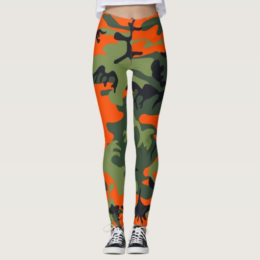 Orange and Green Camouflage, Militär, Armee Leggings (Vorderseite)