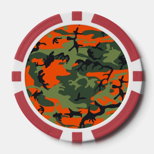 Orange and Green Camouflage, Militär, Armee Pokerchips (Vorderseite)