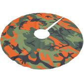 Orange and Green Camouflage, Militär, Armee Polyester Weihnachtsbaumdecke (Schrägansicht)