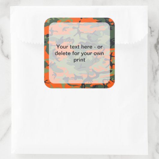Orange and Green Camouflage, Militär, Armee Quadratischer Aufkleber (Tasche)