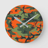 Orange and Green Camouflage, Militär, Armee Runde Wanduhr (Vorderseite)