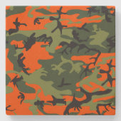 Orange and Green Camouflage, Militär, Armee Steinuntersetzer (Vorderseite)