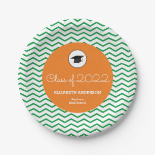 Orange and Green Class of 2022 Abschluss Pappteller