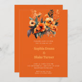 Orange and Green Floral Bouquet Orange Wedding Einladung (Vorne/Hinten)