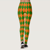 Orange and Green Harlequin Checkered Design  Leggings (Rückseite)